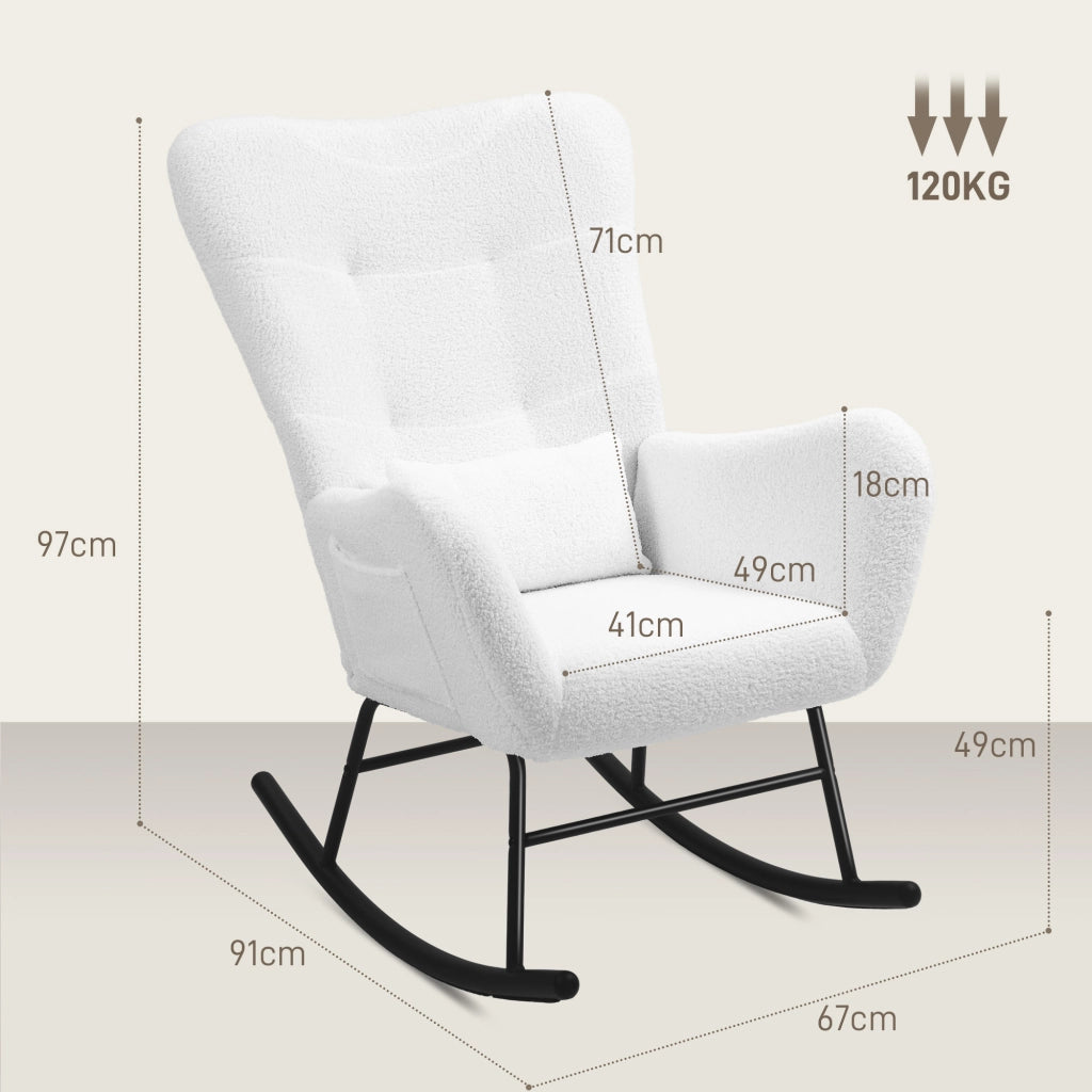 Poltrona Dondolo ¨C zephmum ¨C Tessuto Imbottito Bianco