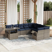 Set Divani da Giardino 10 pz con Cuscini Grigio in Polyrattan 3268141
