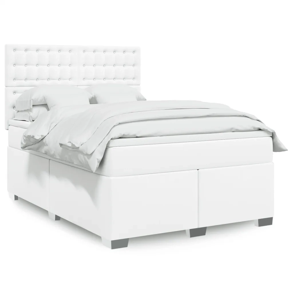 Giroletto a Molle con Materasso Bianco 140x200 cm in Similpelle