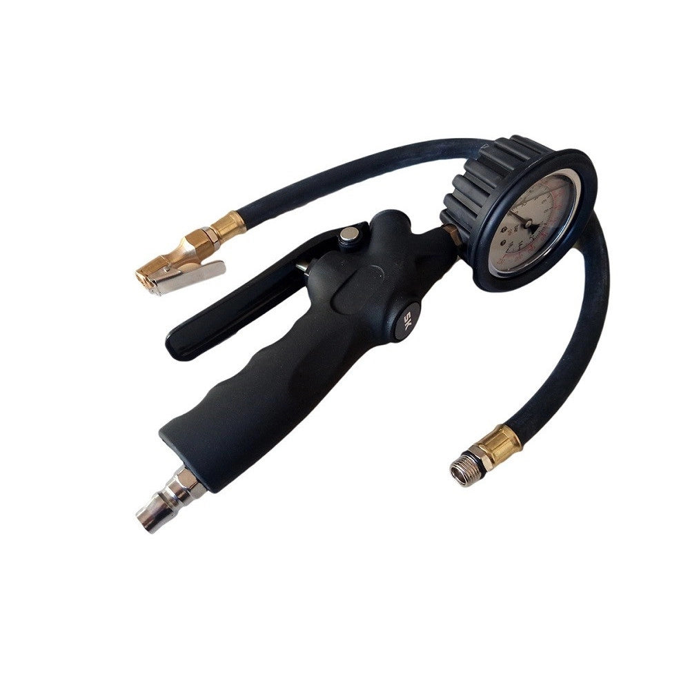 Trade Shop - Pistola Aria Con Manometro Professionale 0-16 Bar 0-230 Psi Liquido Anti-shock -