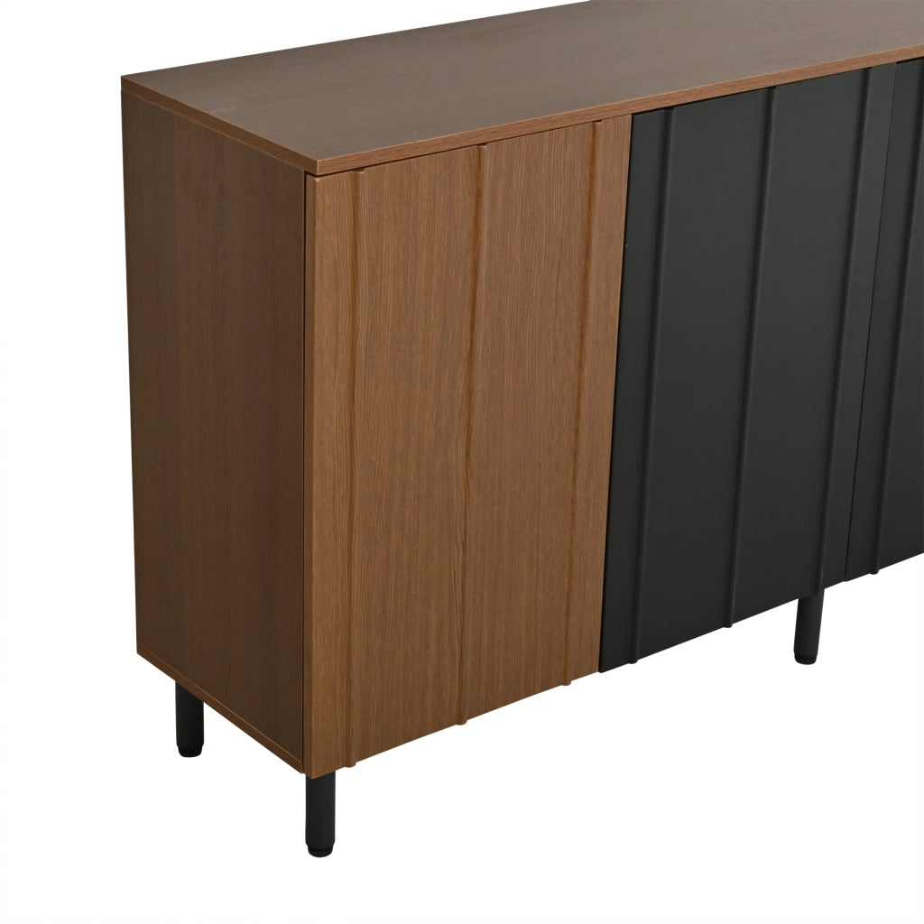 Credenza e madia con 4 ante e ripiani regolabili, per sala da pranzo e cucina, in pannello truciolare, noce e nero