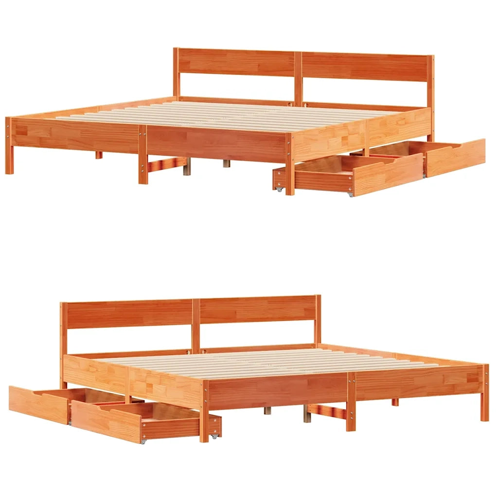 Letto senza Materasso Marrone Cera 160x200 cm in Legno di Pino 3301745