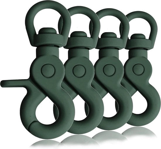 Scaletta con carabina per cinturone con rivestimento in silicone e cerniera a rotazione per cinturone per cani - set da 4 - 61 mm di lunghezza - compatibile anche con paracord 550 - per chiavi.
