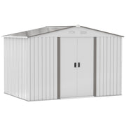 EasyComfort Casetta da Giardino in Lamiera d'Acciaio con Doppie Porte Scorrevoli, 277x195x192cm, Argento