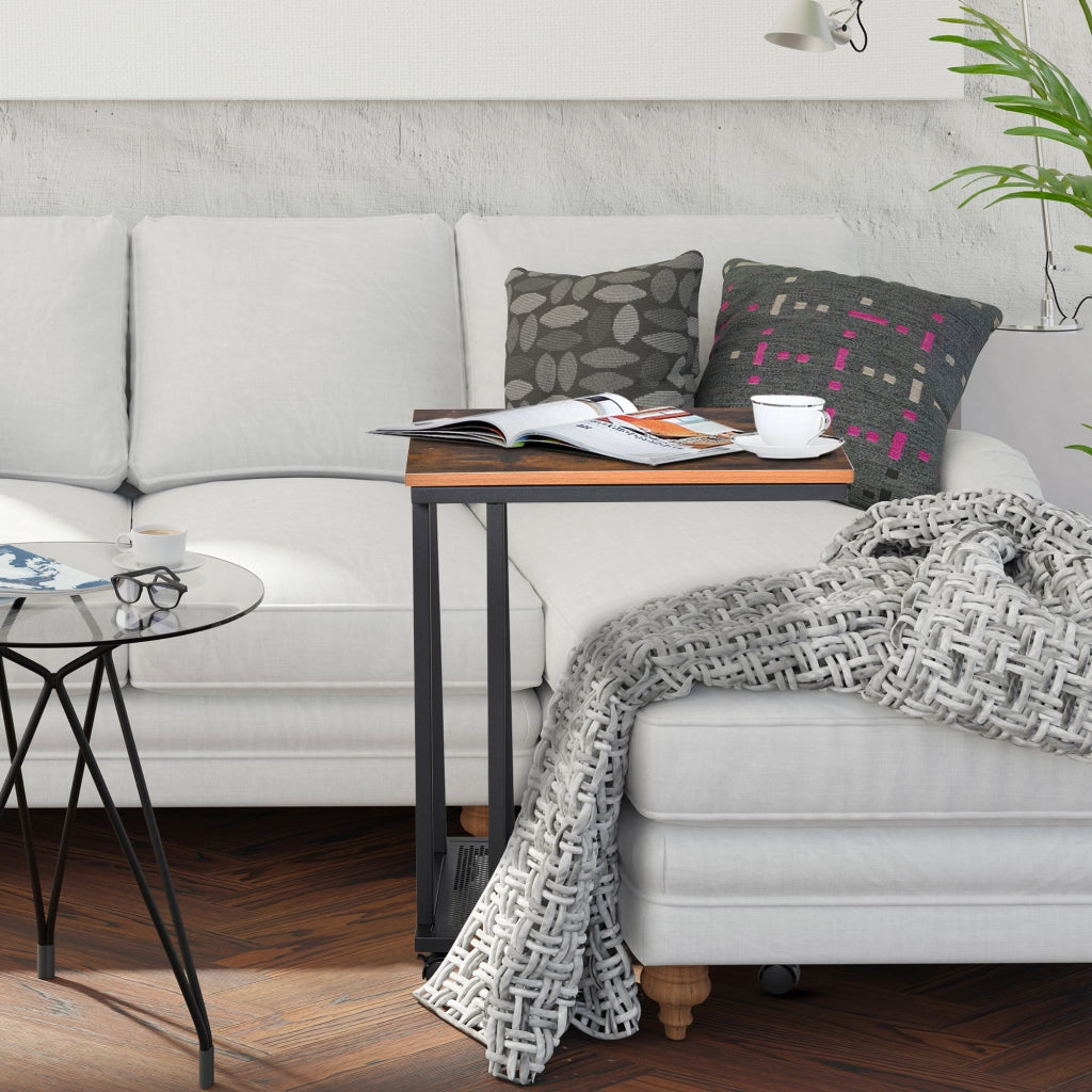 Tavolino con rotelle ¨C zephmum ¨C nero legno noce 51x36x65 cm
