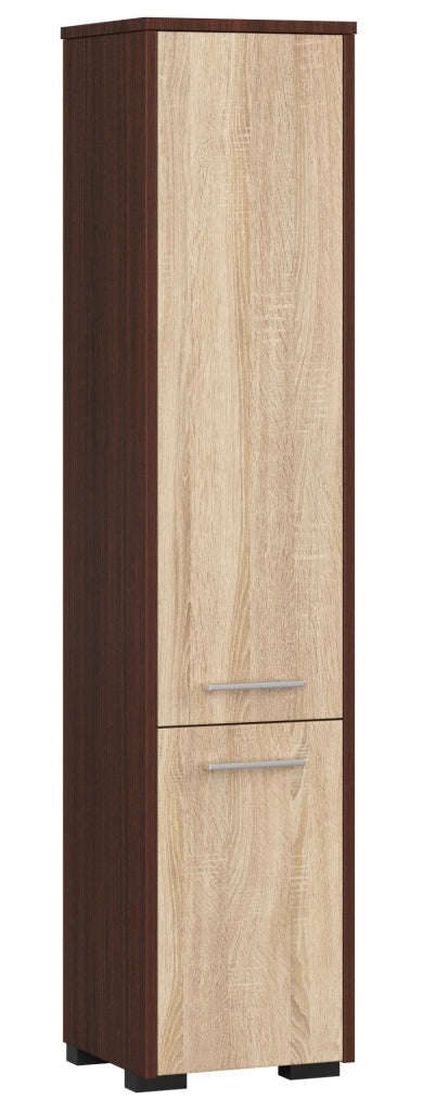 Colonna da bagno AKORD FIN Wengé 30 cm 2 ante inserto frontale Sonoma Quercia 30x30x140 cm