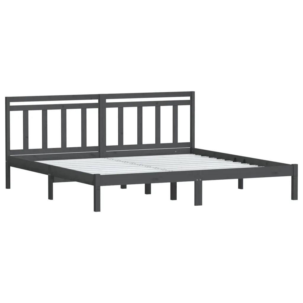 Giroletto-Struttura Letto Grigio in Legno Massello di Pino 200x200 cm 530682