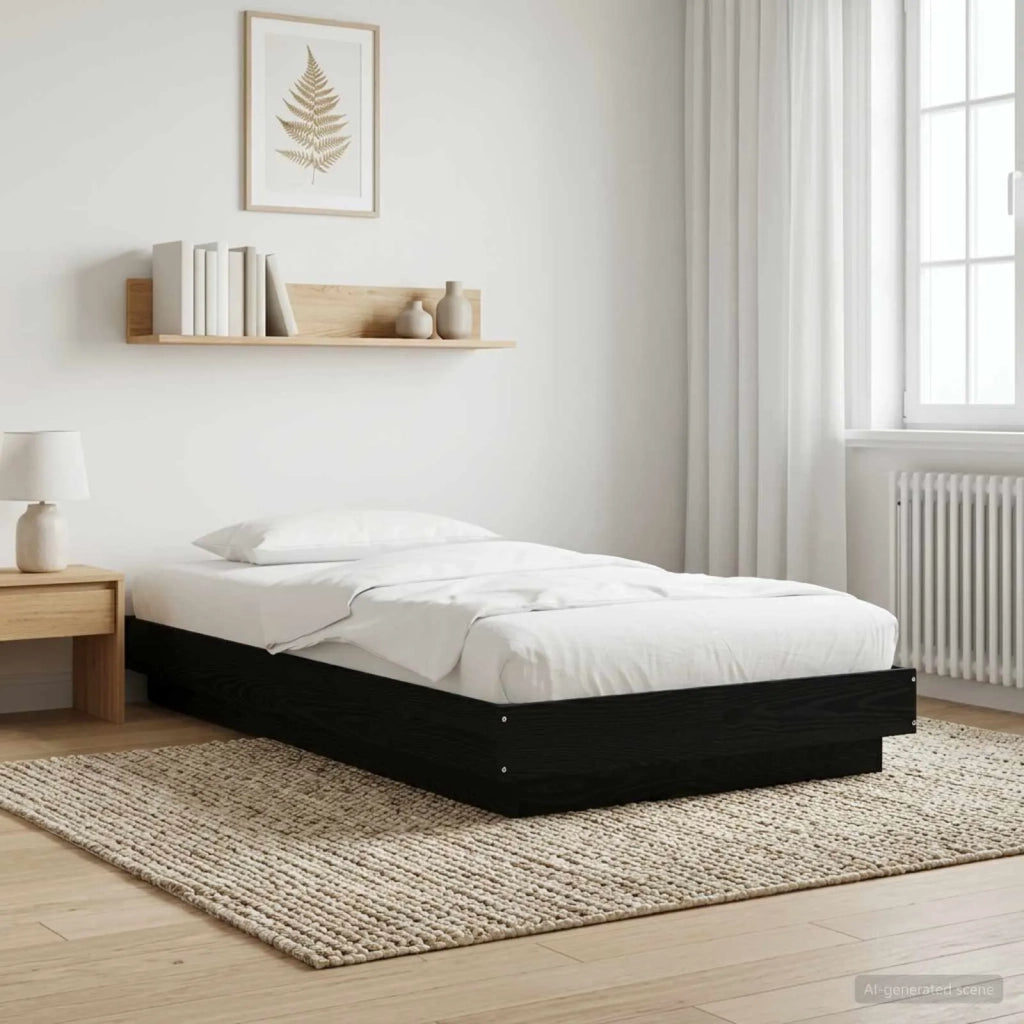 Struttura letto a pavimento Rovere Nero 80 x 210 cm 3429705