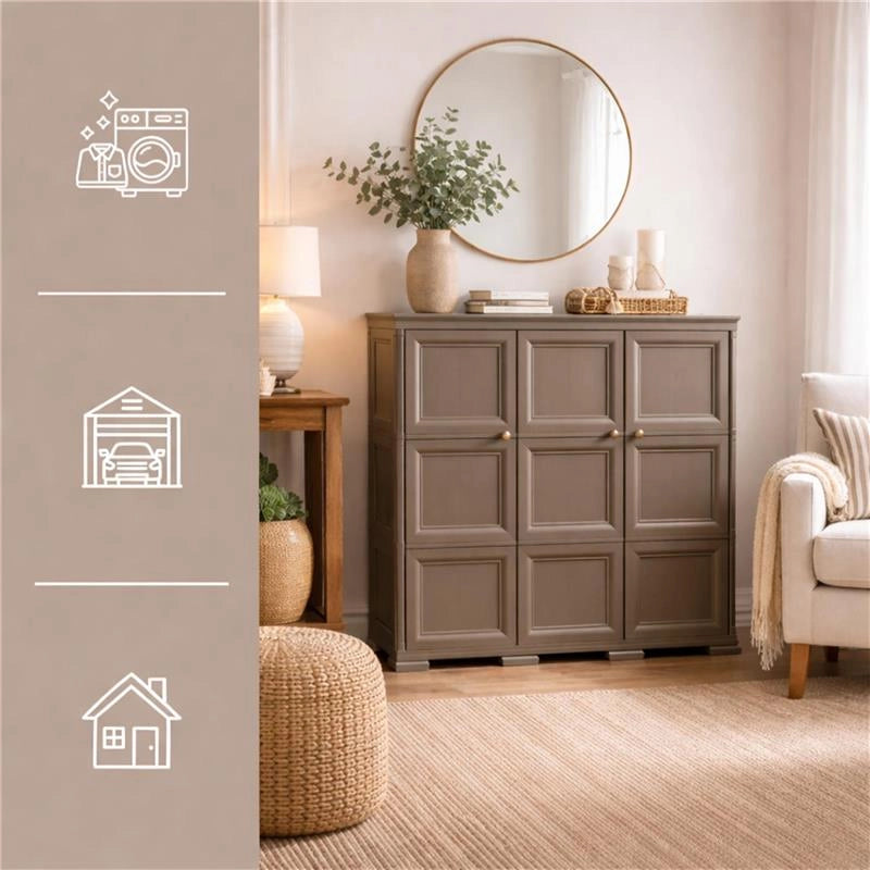 ARMADIO 3 ANTE WENGÉ 118X43X125 CM CON PUNTALI, SOLUZIONE ORGANIZZAZIONE CASA SALVASPAZIO PER ZONA GIORNO E INGRESSO
