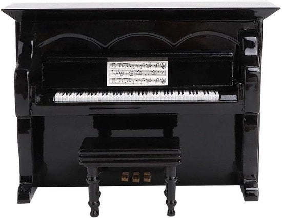 Pianino in Legno Miniatura - Strumento Musicale Decorativo con Sedia - Regali Musicali per la Casa .