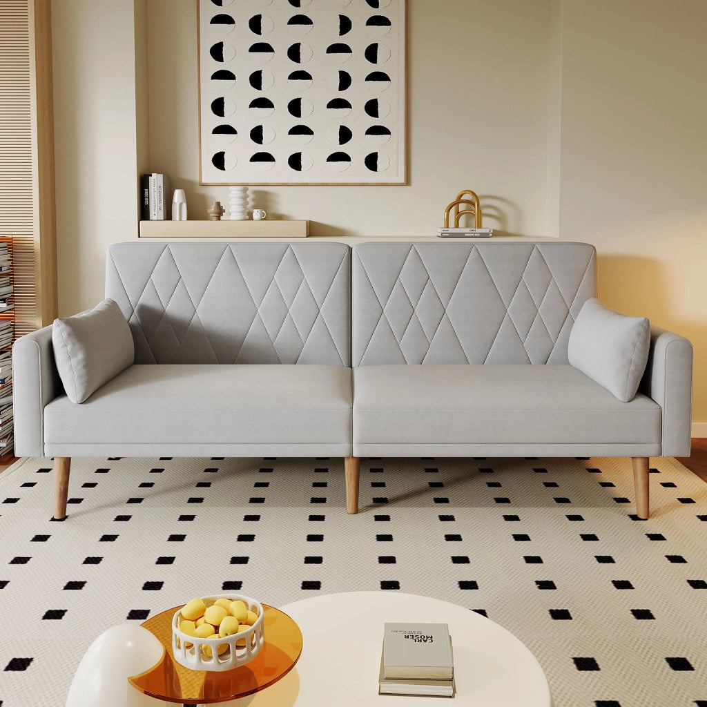 Divano Letto 2 Posti in Velluto ¨C MINIMAL ¨C Grigio