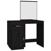 Toeletta | Tavolo da Trucco Nera 95x50x134 cm in Legno Massello di Pino