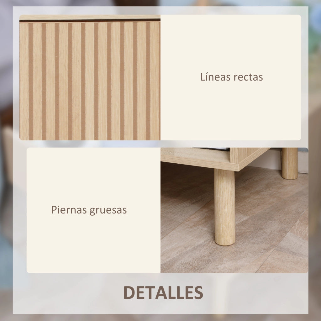 Comodino con cassetto e ripiano aperto ¨C Xylo ¨C legno naturale 47x47x50 cm