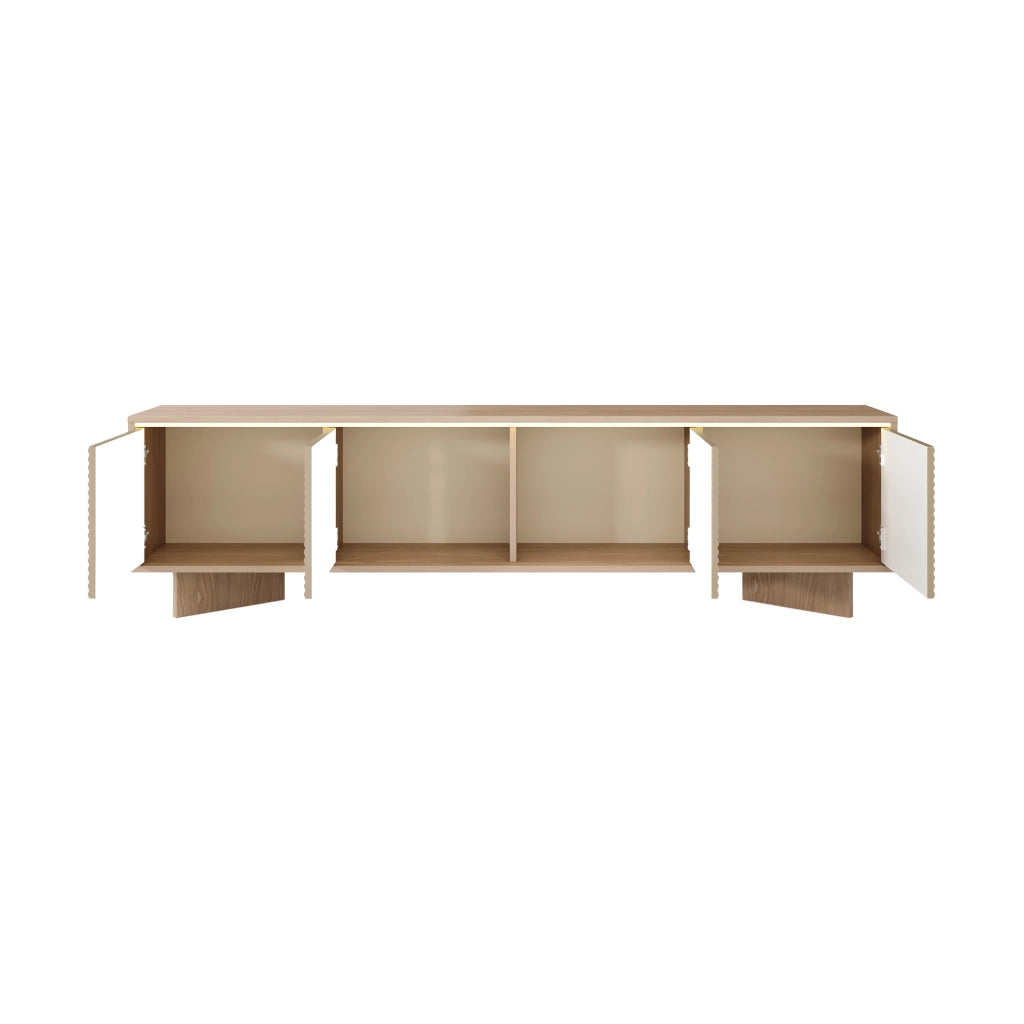 Kame, Mobile Porta tv un Ripiano, 204x40x54h cm Marrone Rovere