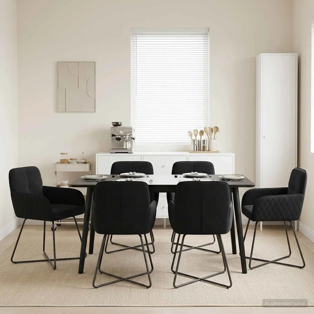 Sedie da pranzo 6 pcs Velluto (V) Nero 59 x 56,5 x 86 cm 3428224