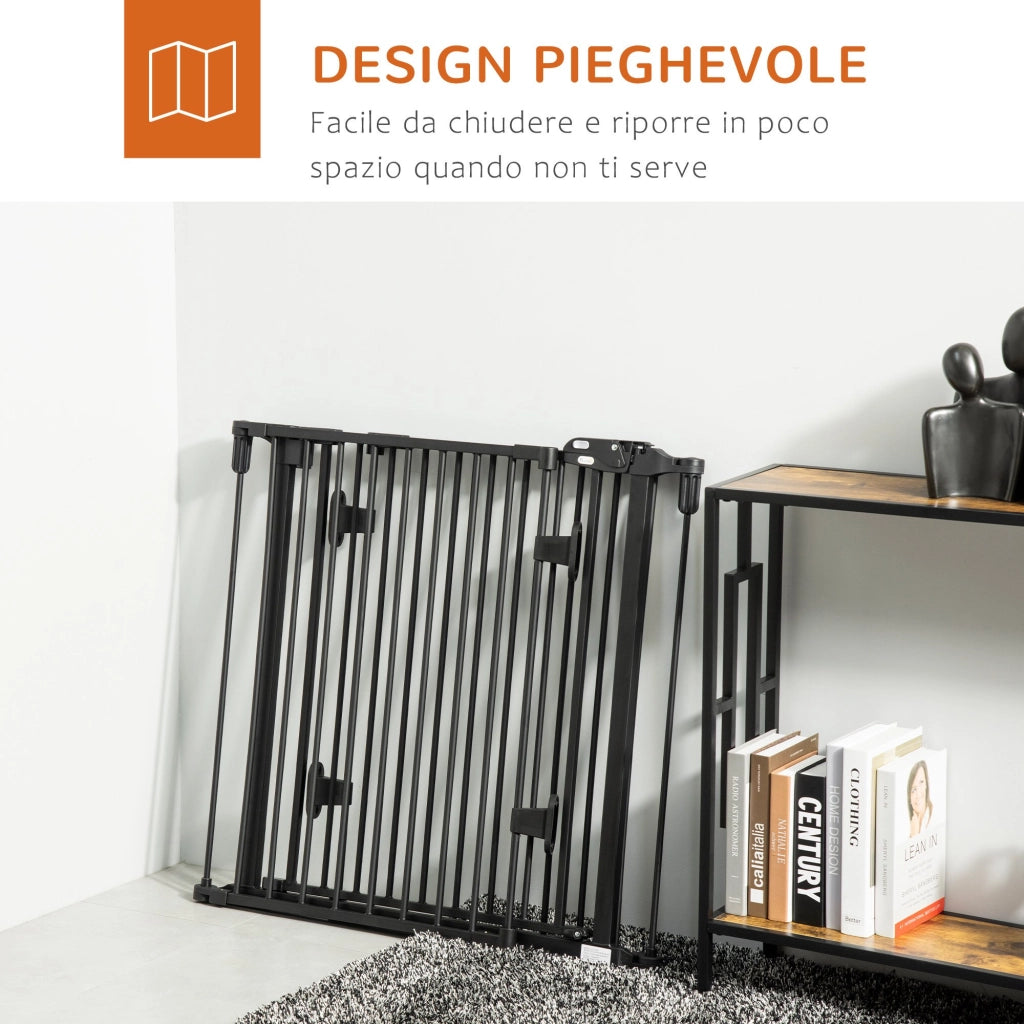 EasyComfort Cancellino per Cani Pieghevole in Acciaio con Chiusura Automatica, 202.5x2x76cm, Nero