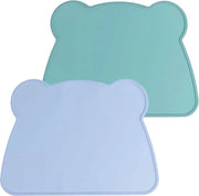 Set di 2 piatti per bambini, piatti antiscivolo, BPA liberi, lavabili, per bambini e bambini piccoli (36 x 26 cm), blu-verde