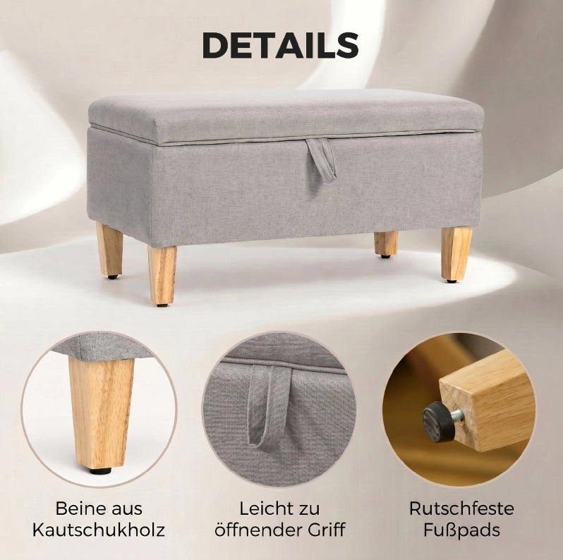 Panca contenitore imbottita grigio chiaro 71x37 cm