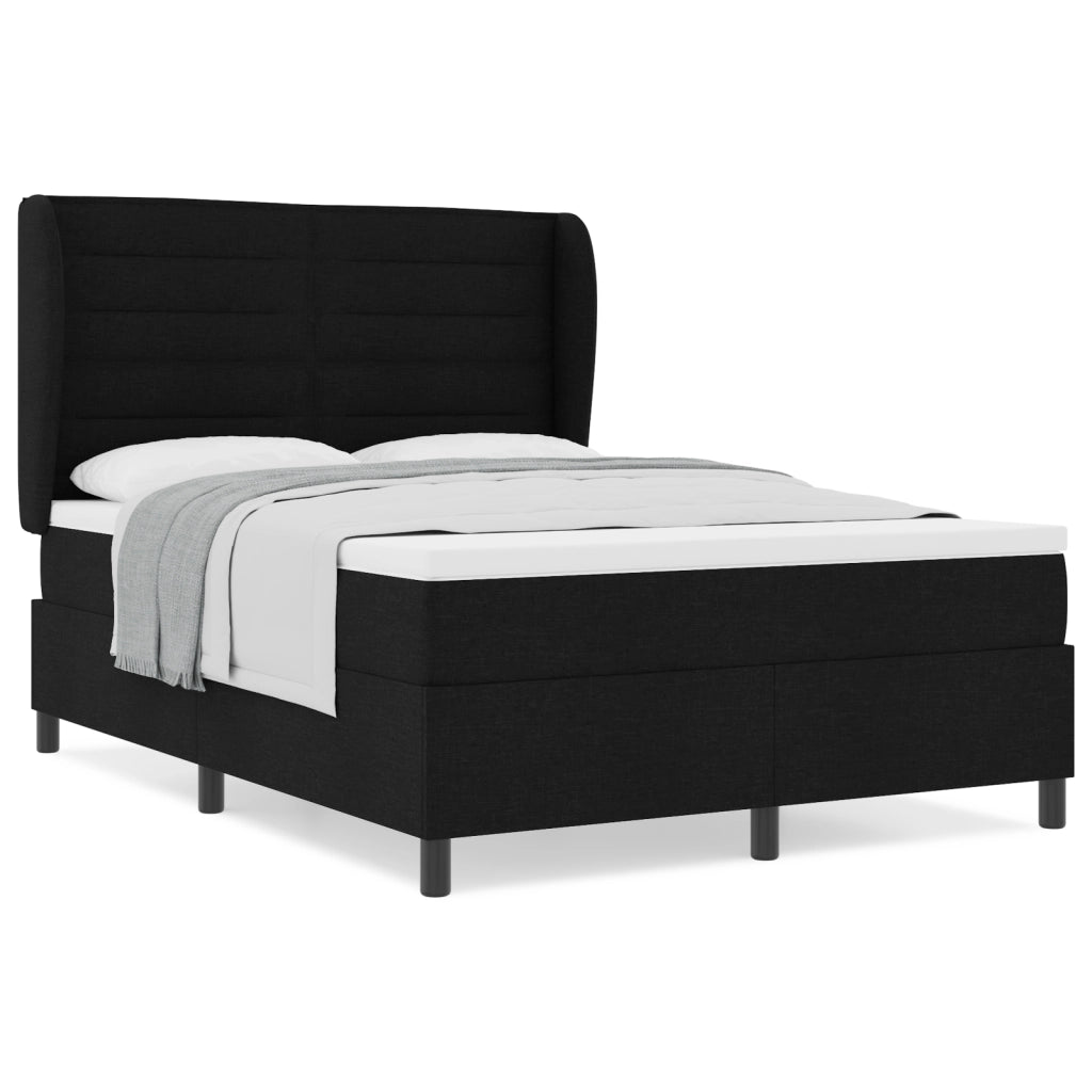 Letto a Box Spring con Materasso Nero 160x200 cm Tessuto