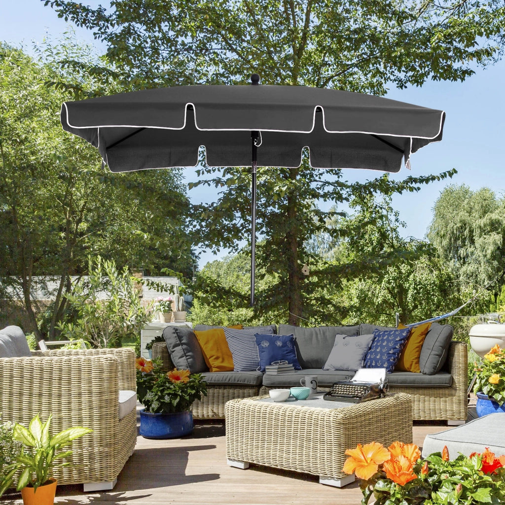 Ombrellone da Giardino Rettangolare 2x1.3 m ¨C zephmum ¨C Grigio e Nero, Alluminio