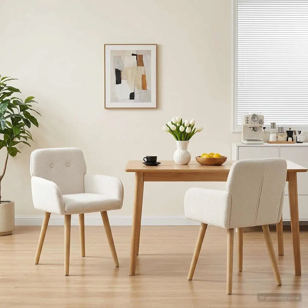 Sedie da pranzo 2 pz Bouclé Crema 59 x 57 x 85 cm 42034325