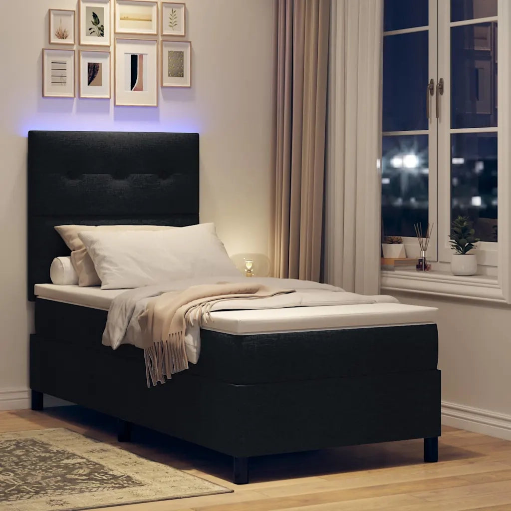 Letto a molle con materasso con led Nero 100 x 200 cm Tessuto 3342846