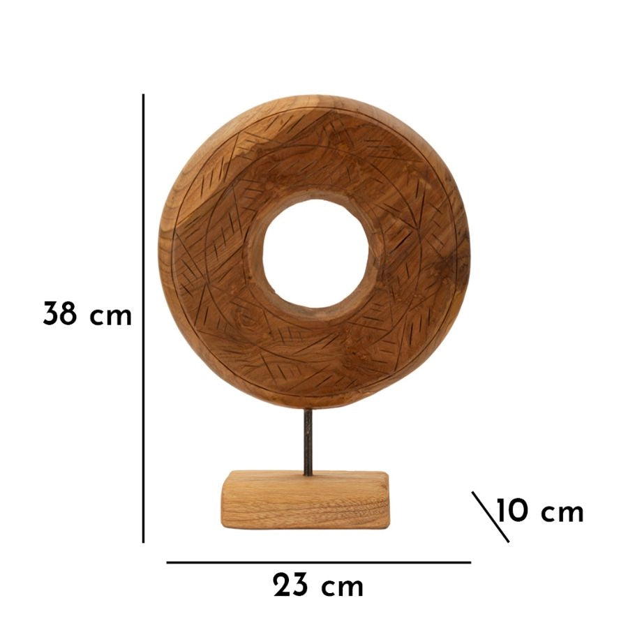 Scultura Dorat Cerchio 28x10x38 cm in Teak Riciclato
