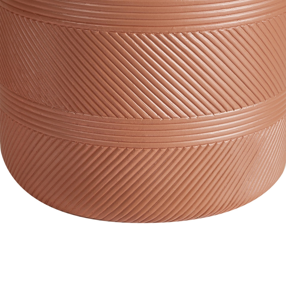 Vaso rotondo per piante in fibra di argilla con motivo a rilievo marrone dorato ⌀ 31 cm terrazzo giardino esterno