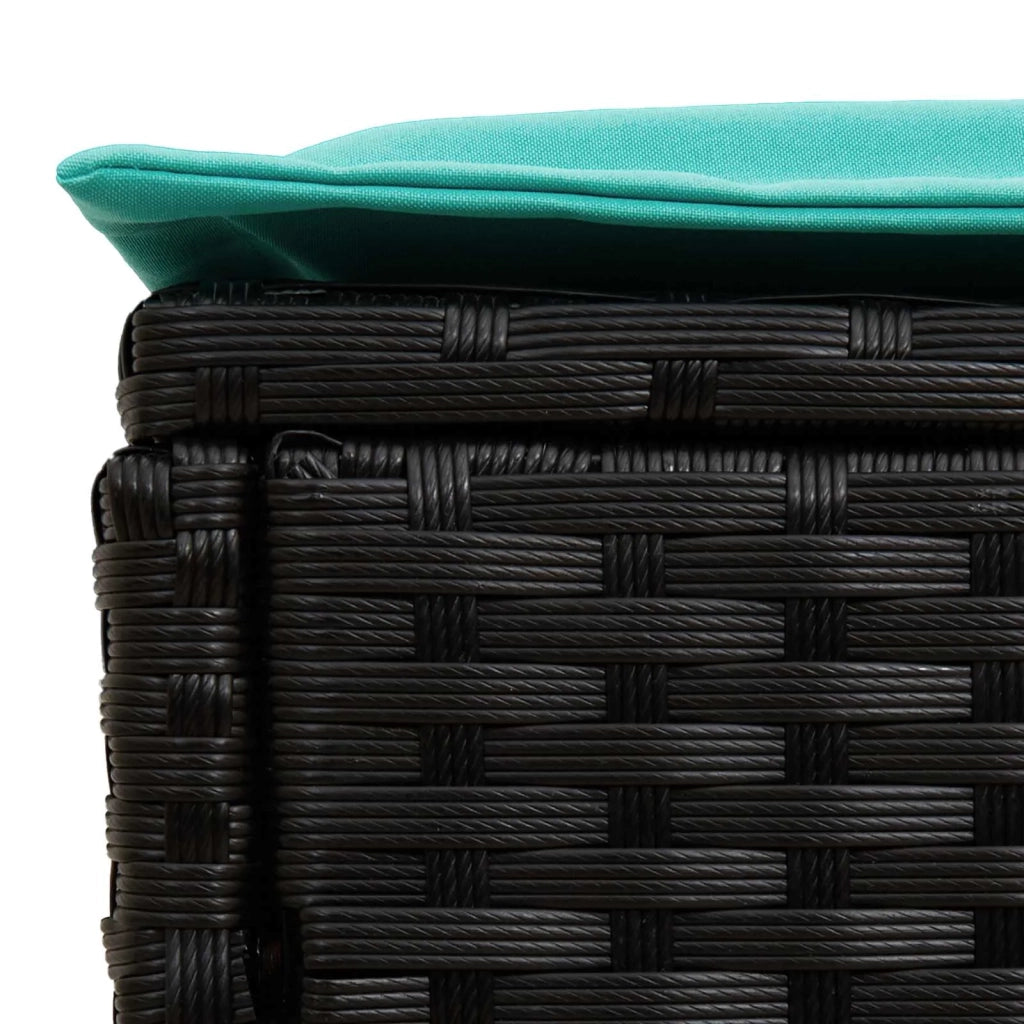 Poggiapiedi da Giardino 2 Pezzo Nero e Turchese 38 x 38 x 45 cm 42025389