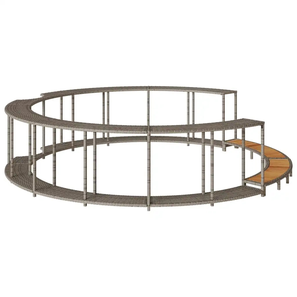vidaXL Bordo per Vasca Spa con Portaoggetti&Gradino Polyrattan Grigio