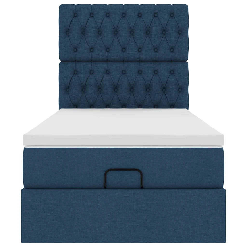 Pouf Letto con Materasso e LED Blu 90x200 cm in Tessuto 3314064