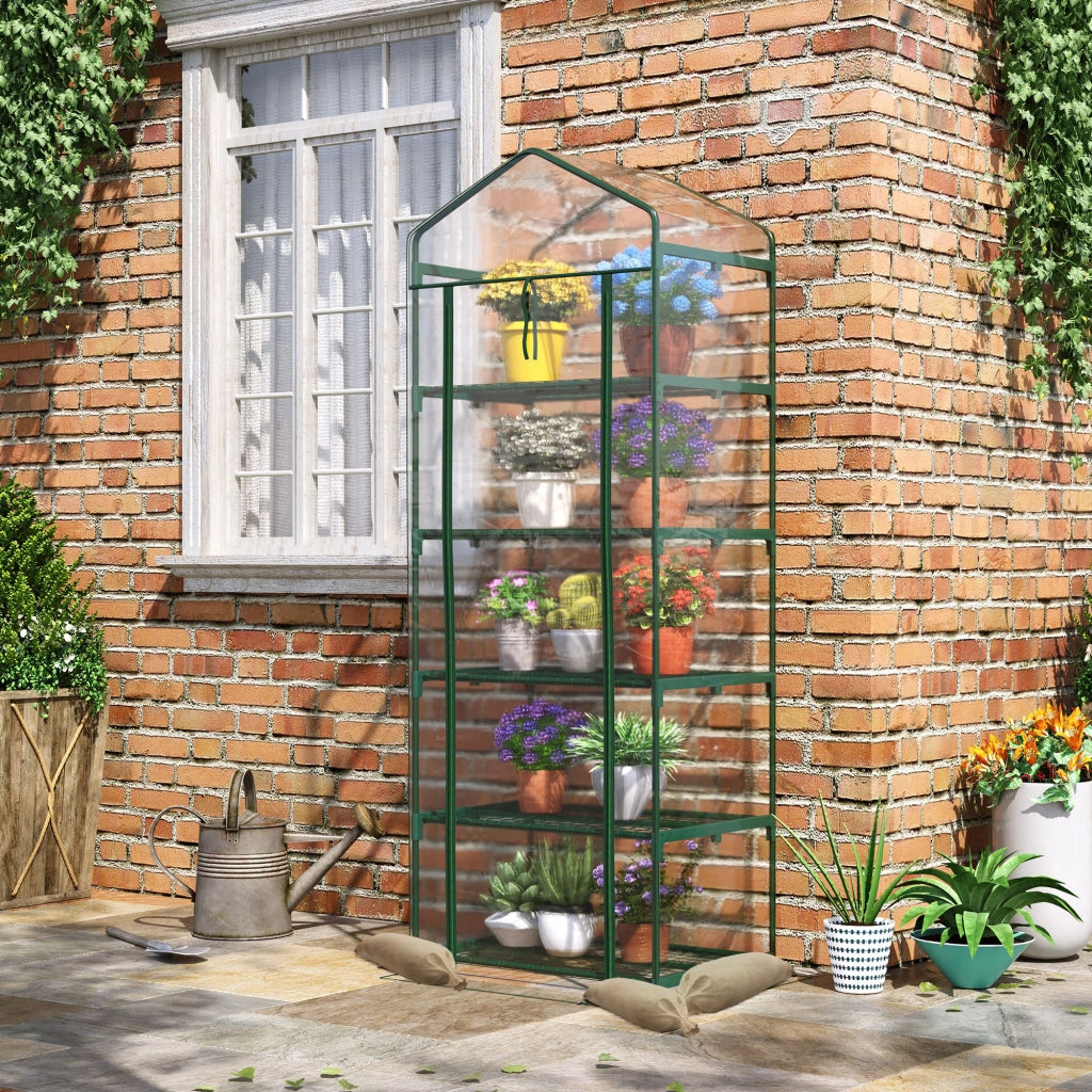 Serra da Giardino 5 Ripiani ¨C zephmum ¨C Verde Acciaio PVC 69x49x193 cm