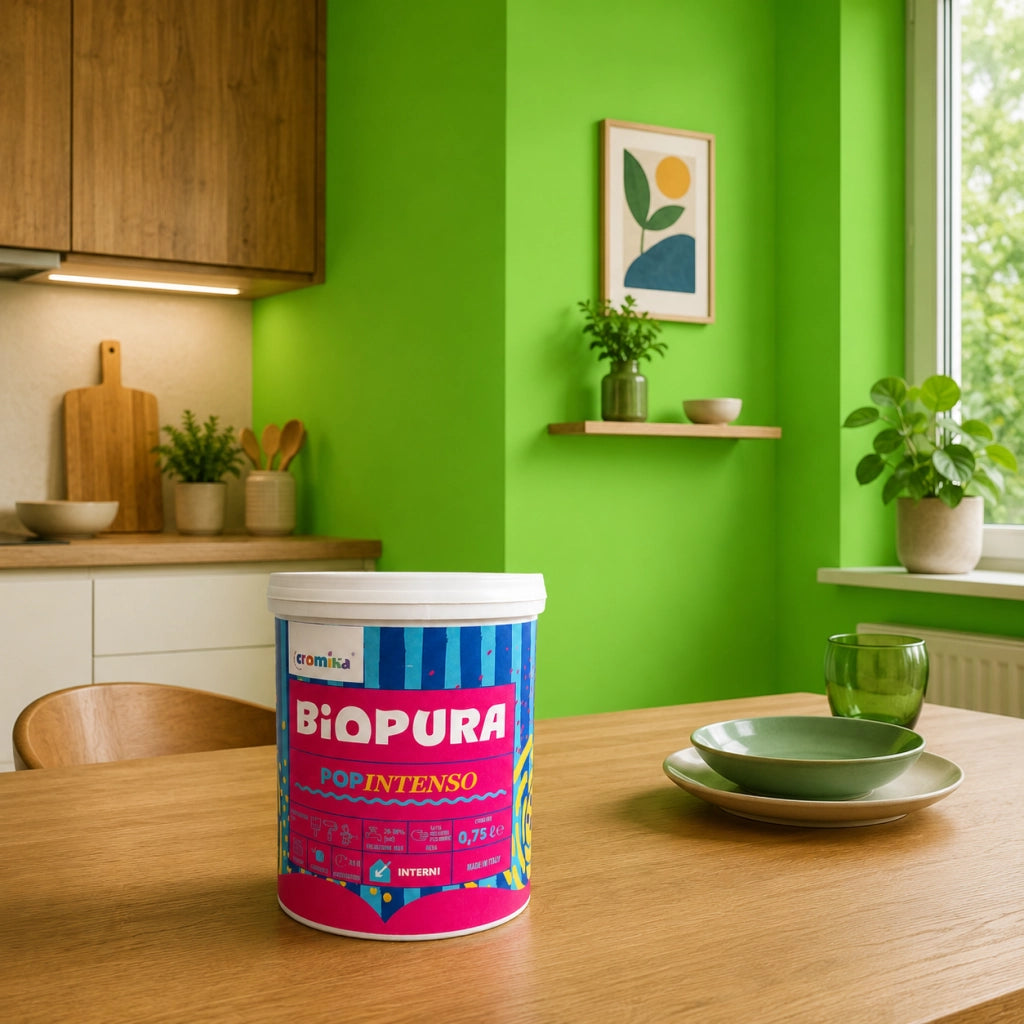 Popintenso palestra e decori interni pittura murale lavabile e coprente cromika *** formato 0,750 lt, colore- verde f...