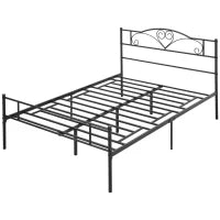 Struttura Letto Una Piazza e Mezza in Acciaio con Doghe Integrate, Testiera e Pediera, 140x200cm