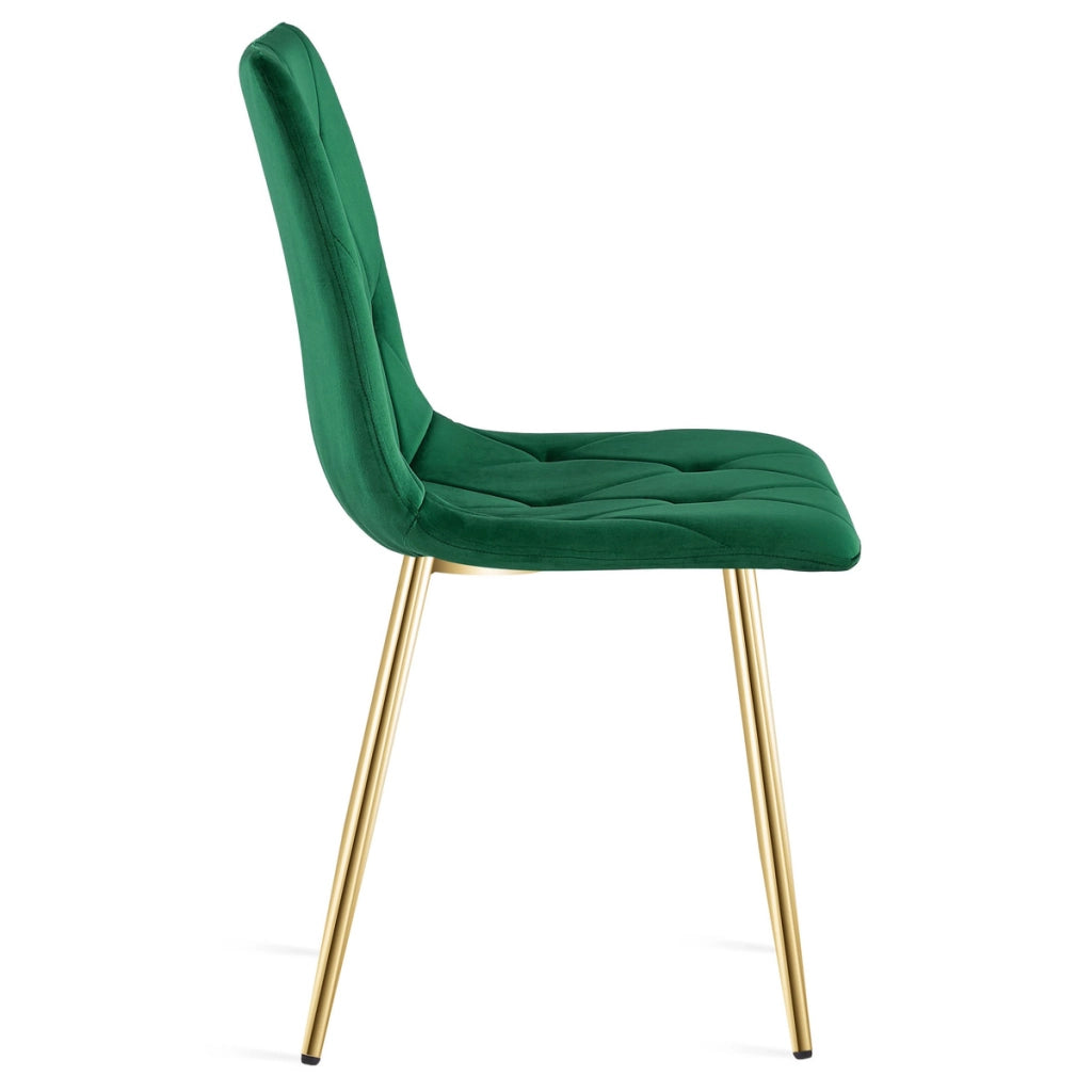 Set di 2 sedie Libra in velluto verde smeraldo e gambe oro