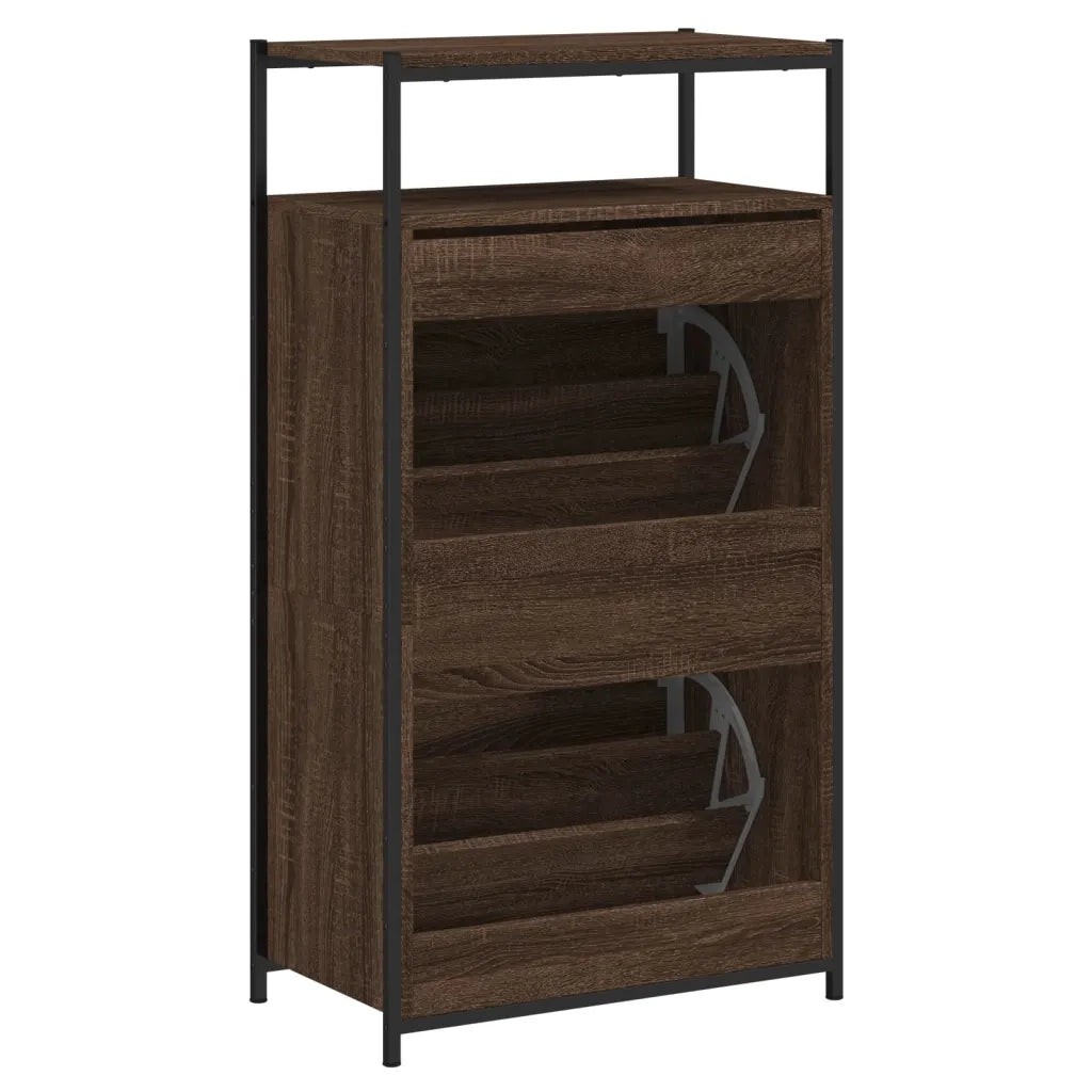 Scarpiera-Scaffale per scarpe Rovere Marrone 60x34x112 cm in Legno Multistrato