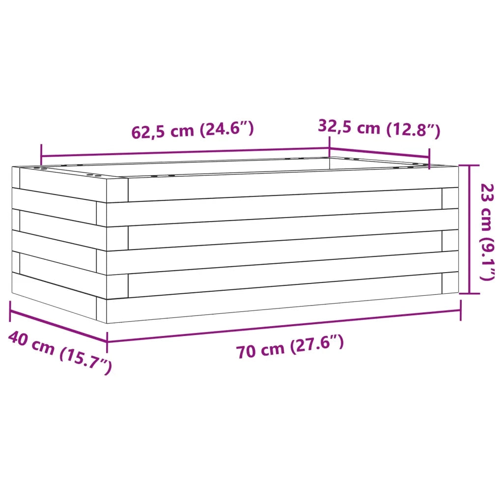 Fioriera da Giardino Bianca 70x40x23 cm Legno Massello di Pino 847219
