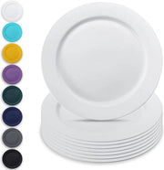 Set di piatti in plastica da 8 pezzi - Bianco - 25cm - Riciclabile - Piatti da pranzo - Piatti per insalata - Piatti per pasta - Piatti per portata - Per casa - Per giardino - Set di piatti per picnic