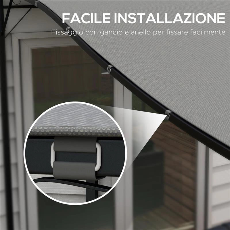 TELO DI RICAMBIO PER PERGOLA DA GIARDINO 3X3 M CON 16 FORI DI DRENAGGIO 297X297 CM GRIGIO