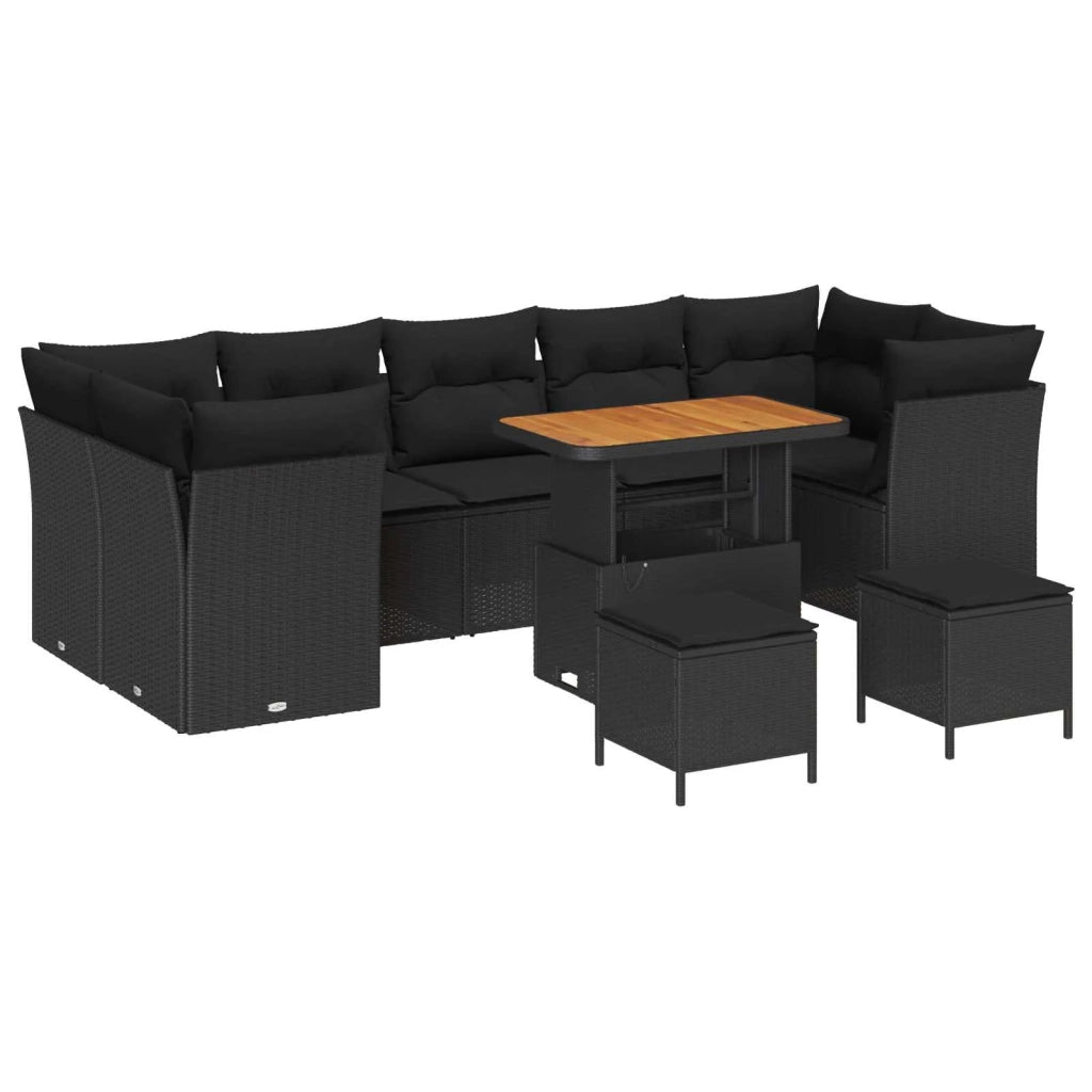Set Divano da Giardino con cuscino 10 pcs Nero 3363419