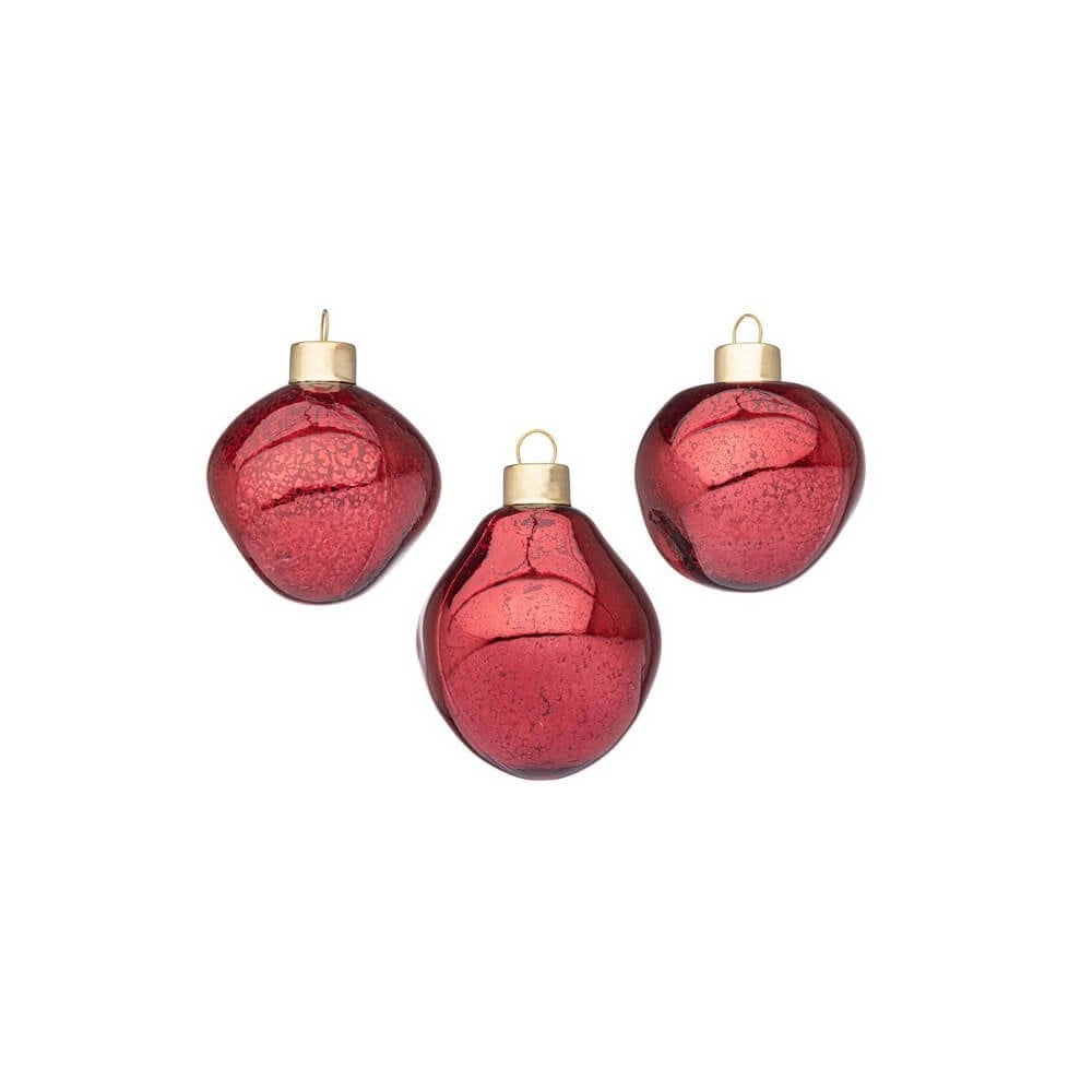 Confezione da 6 pendagli vetro Organic rosso D60 assortiti