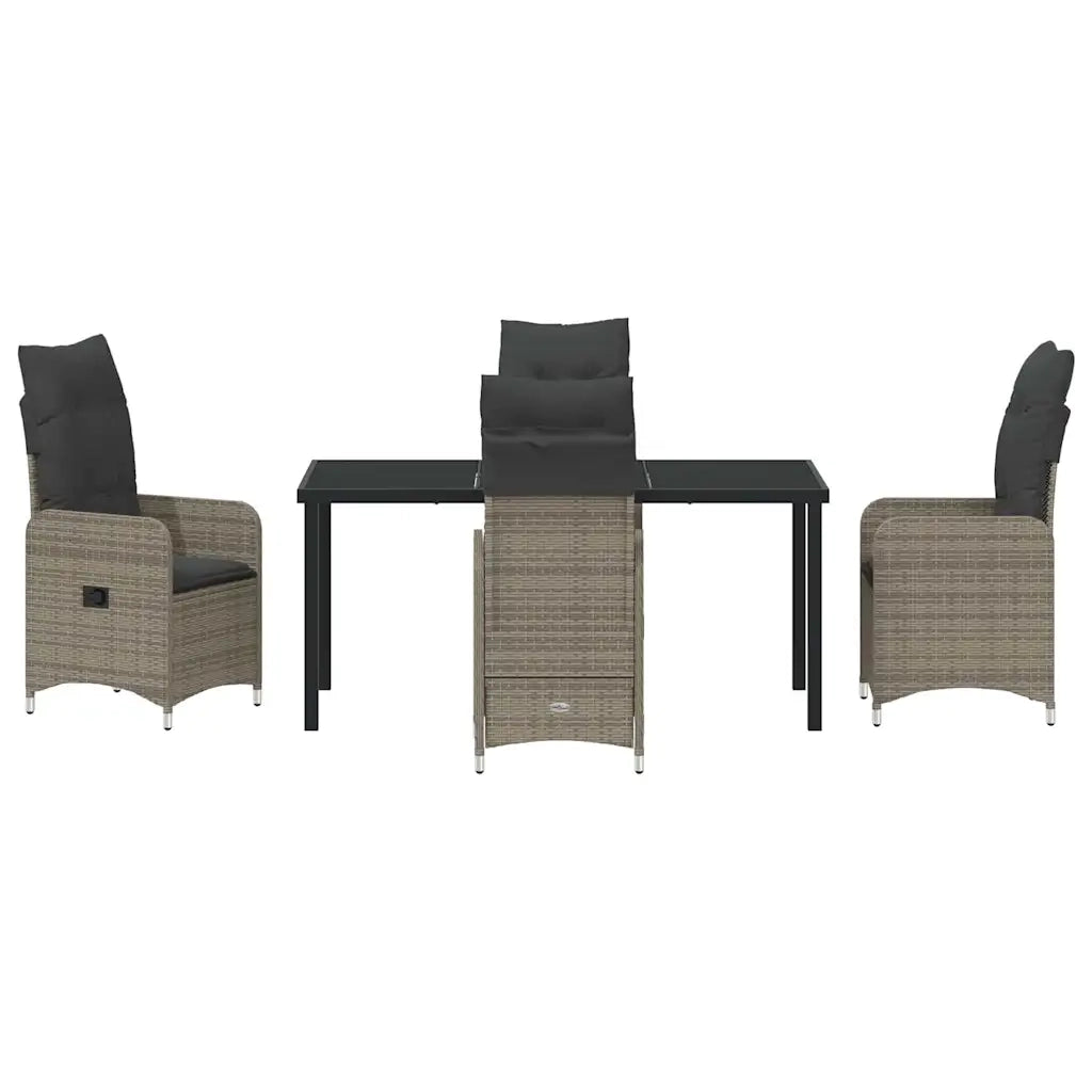 Set da Pranzo per Giardino con cuscino 5 pcs Grigio polyrattan 3379649