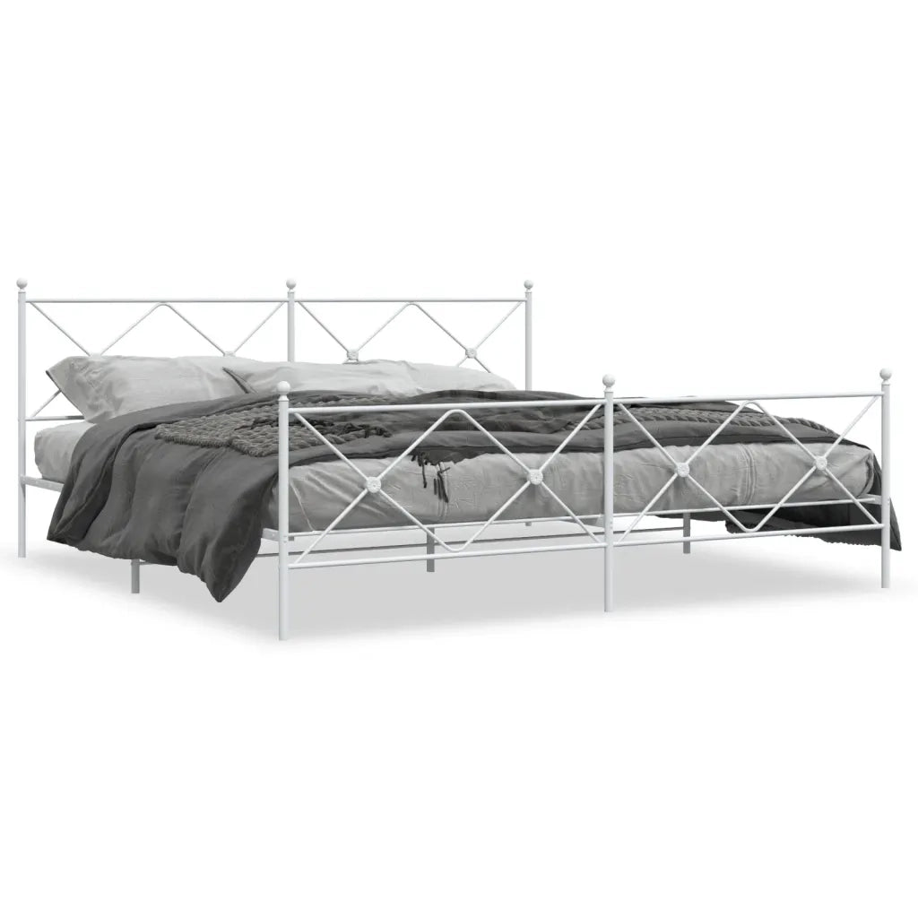 Giroletto con Testiera e Pediera-Struttura Letto Metallo Bianco 193x203 cm 726537