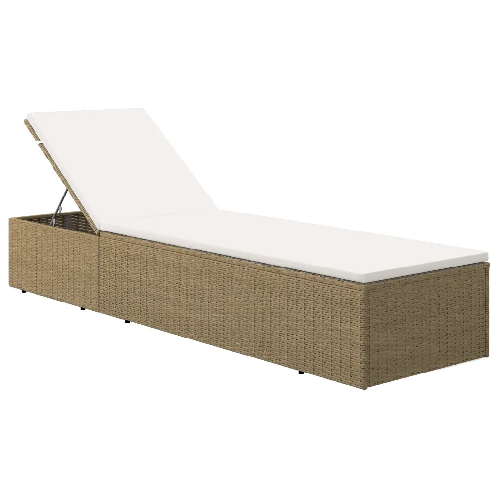 Lettino Prendisole in Polyrattan Marrone e Bianco Crema 310147