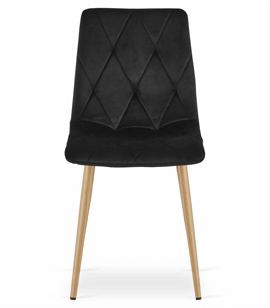 Sedia Valora TYRA in velluto nero con gambe color legno x3