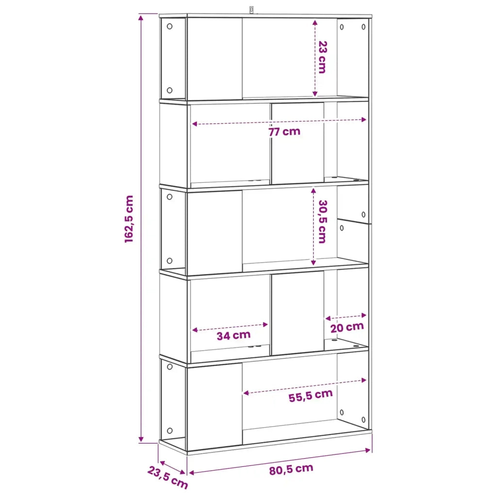 Libreria Rovere nero 80,5 x 23,5 x 162,5 cm PB 8010956