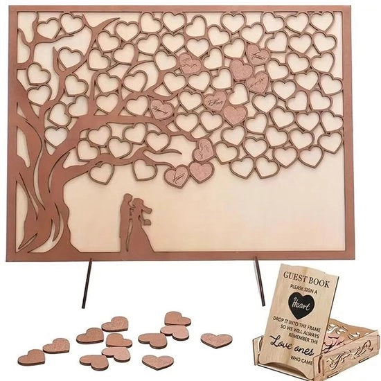 Set di Decorazioni per Tavola da Pranzo in Legno, Cuore in Legno con Scatole Decorative (Marrone)