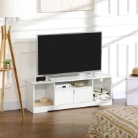 Mobile Porta TV Fino a 42" con Armadietto e Ripiani Aperti in Legno, 120x30x41cm