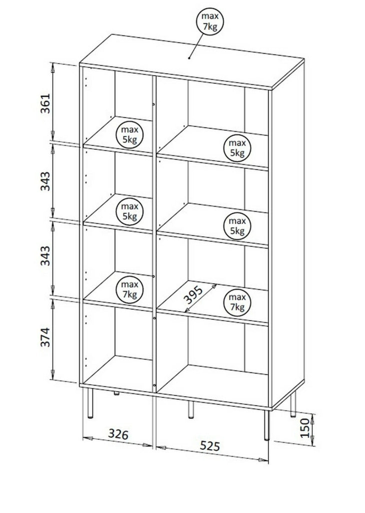 Libreria Mazze, Mobile portalibri con vani aperti e tre ante, Design moderno e minimale, 165x42 h90 cm, Noce e Beige