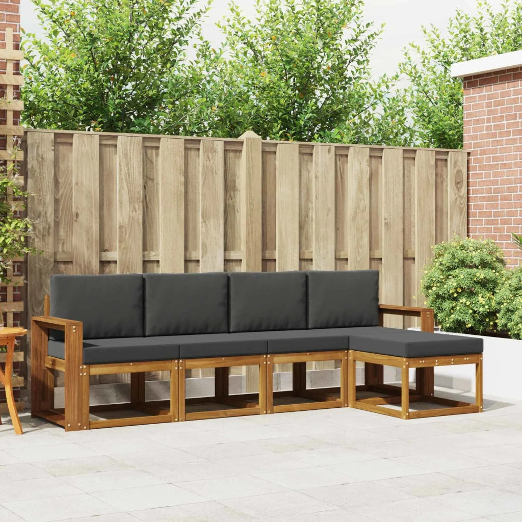 Set di divani da esterno con cuscino 5 pcs Naturale e Antracite